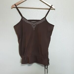 Brown Embroidered Women's Top